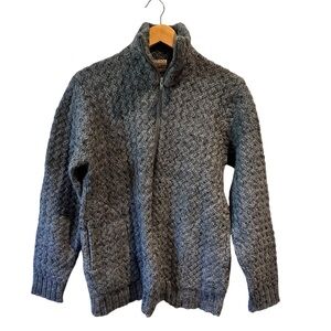Tundra Gray Wool Full-Zip Cable Knit‎ Sweater Size Large